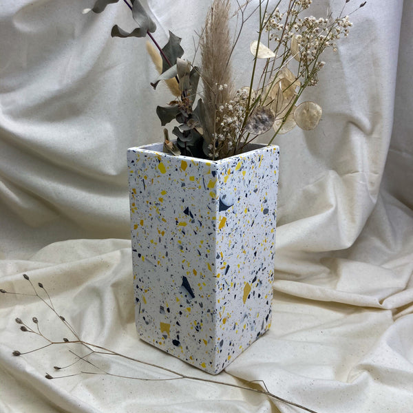 Terrazzo Vase in Mustard & Greys