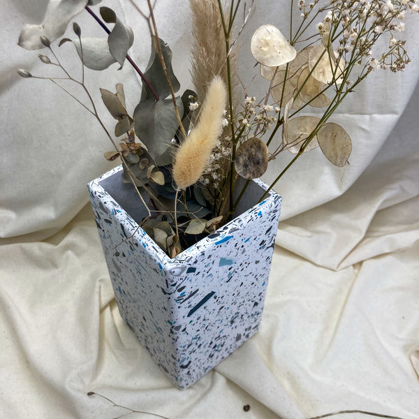 Terrazzo Vase in Blue & Grey