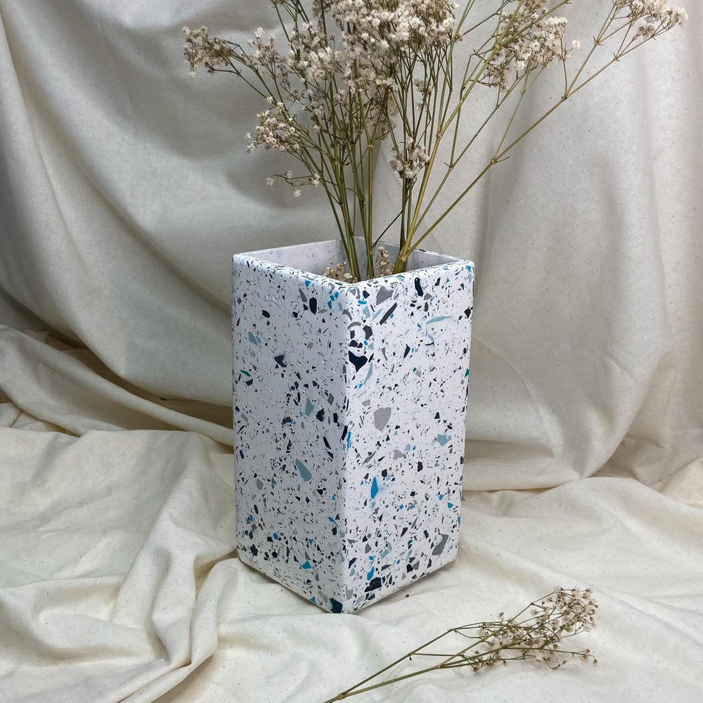 Terrazzo Vase in Blue & Grey