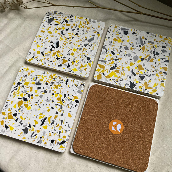 Terrazzo Coasters in Mustard Yellows & Grey